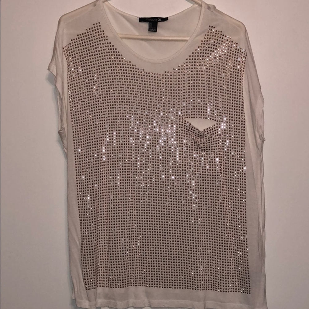Forever 21 white and gold top
